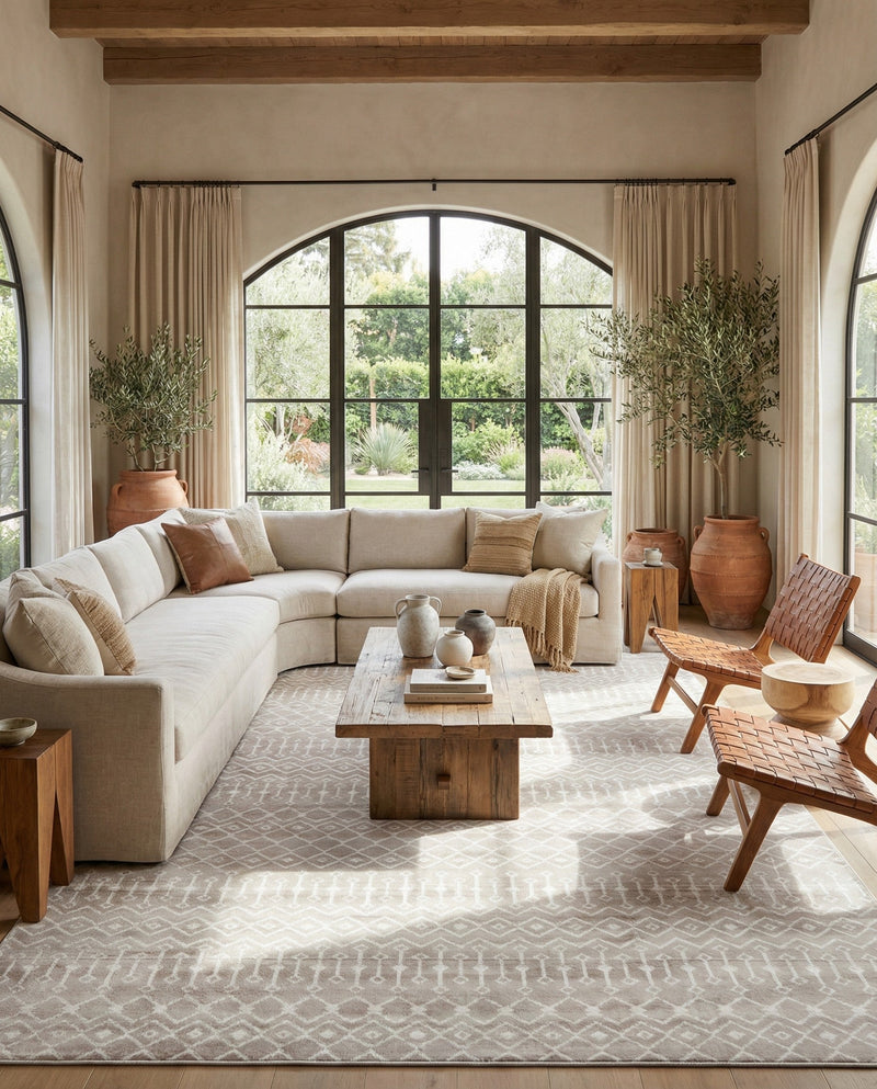 Marrakech Lattice Collection Area Rug - Medina (Beige) Rectangle Beige  lifestyle 14