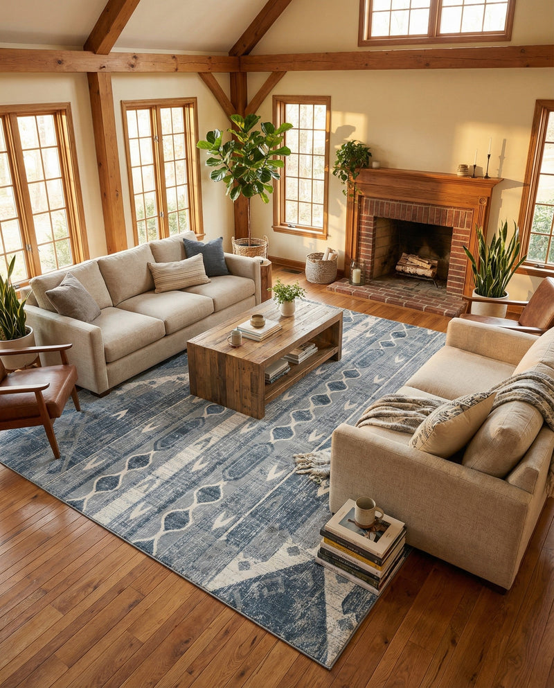 Cascade Range Collection Area Rug - Hood (Blue Gray) Rectangle Blue Gray  lifestyle 11