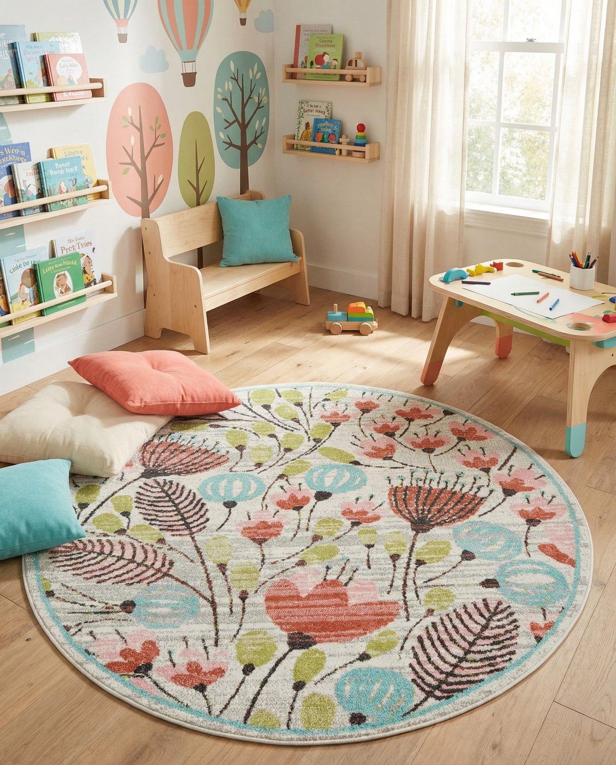 Wonder Tykes Collection Area Rug -  Fantasy Round Ivory  lifestyle 121