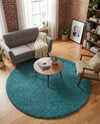 Plush Oasis Collection Area Rug - Serenity (Deep Aqua Blue) Round Deep Aqua Blue  lifestyle 82
