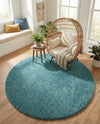 Cozy Comfort Shag Collection Area Rug - Haven (Turquoise) Round Turquoise  lifestyle 67