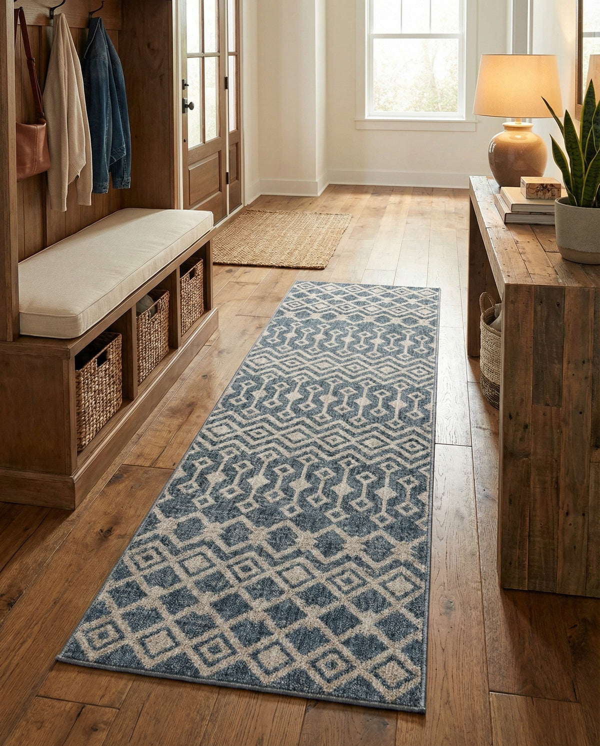Geo Garden Lattice Collection Area Rug -  Andalusia Runner Harbor Blue  lifestyle 145
