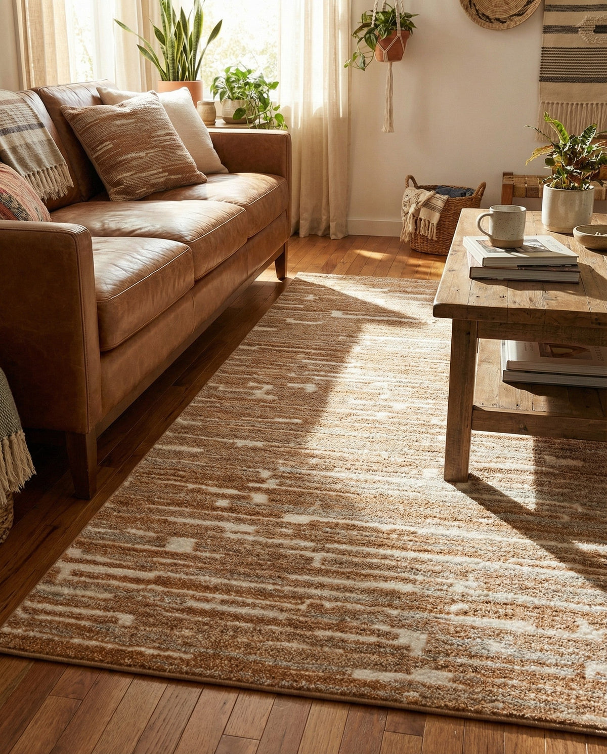 Sienna Collection Area Rug -  Rome Rectangle Caramel and Ivory  lifestyle 51