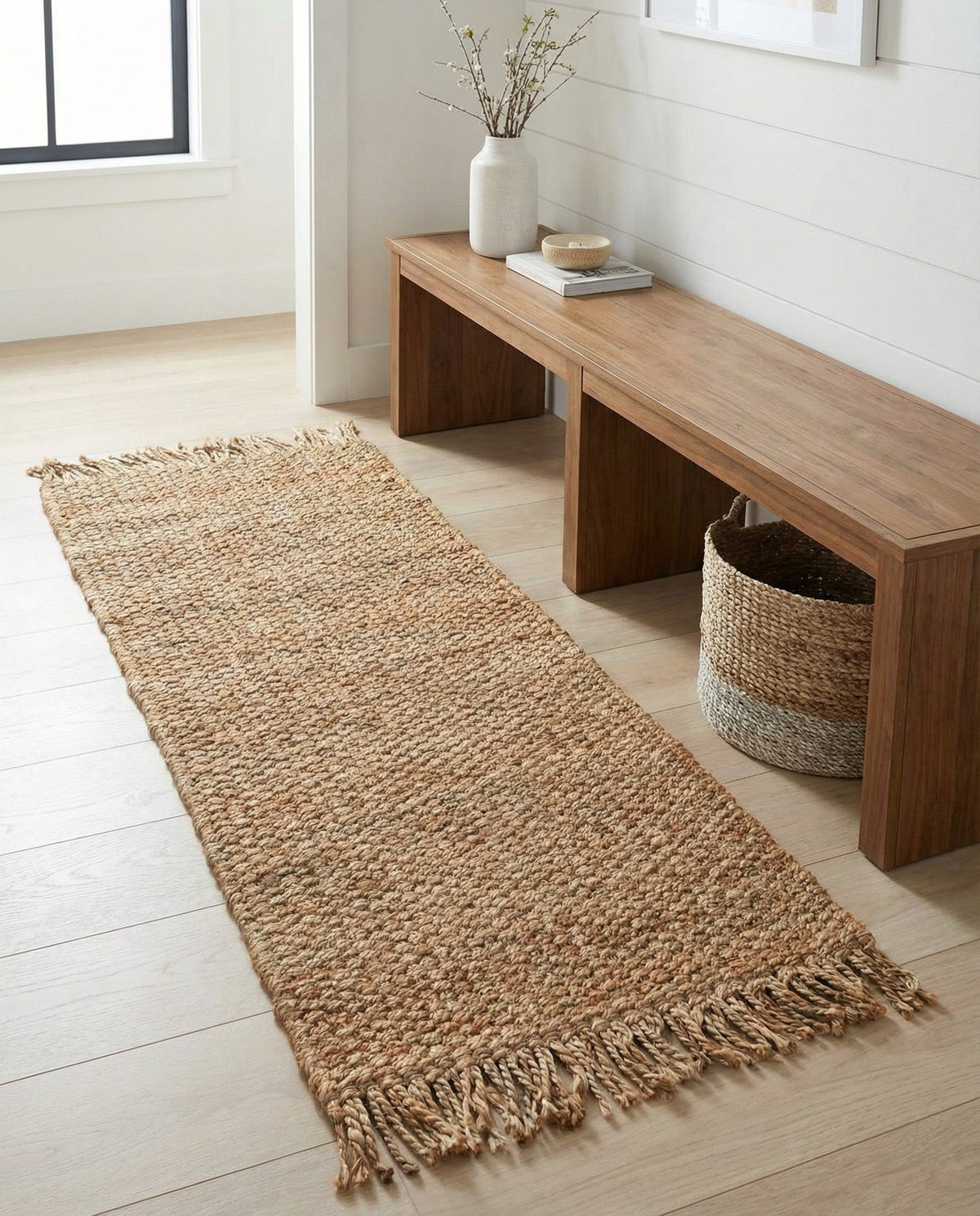 Savannah Jute Collection Area Rug - Seashore Runner Natural  lifestyle 163