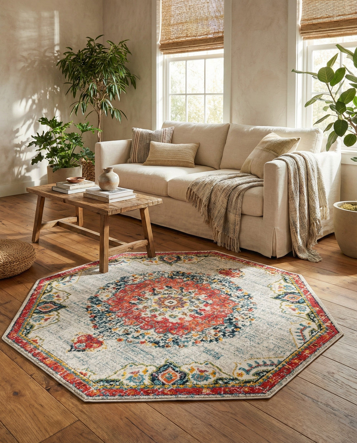 Brighton Terrace Collection Area Rug - Hove (Ivory) Octagon Ivory  lifestyle 84