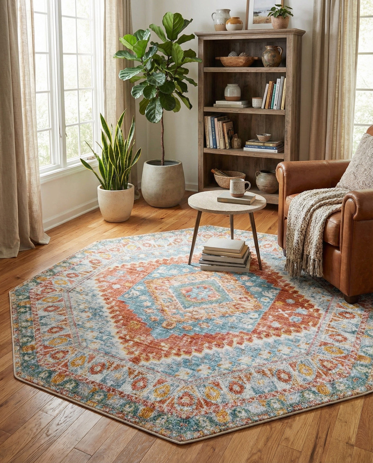 Arcadia Rugs Collection Area Rug -  Xanadu Octagon Salmon  lifestyle 78