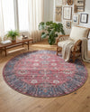 Zahara Oasis Collection Area Rug -  Ouarzazate Round Antique Red  lifestyle 62