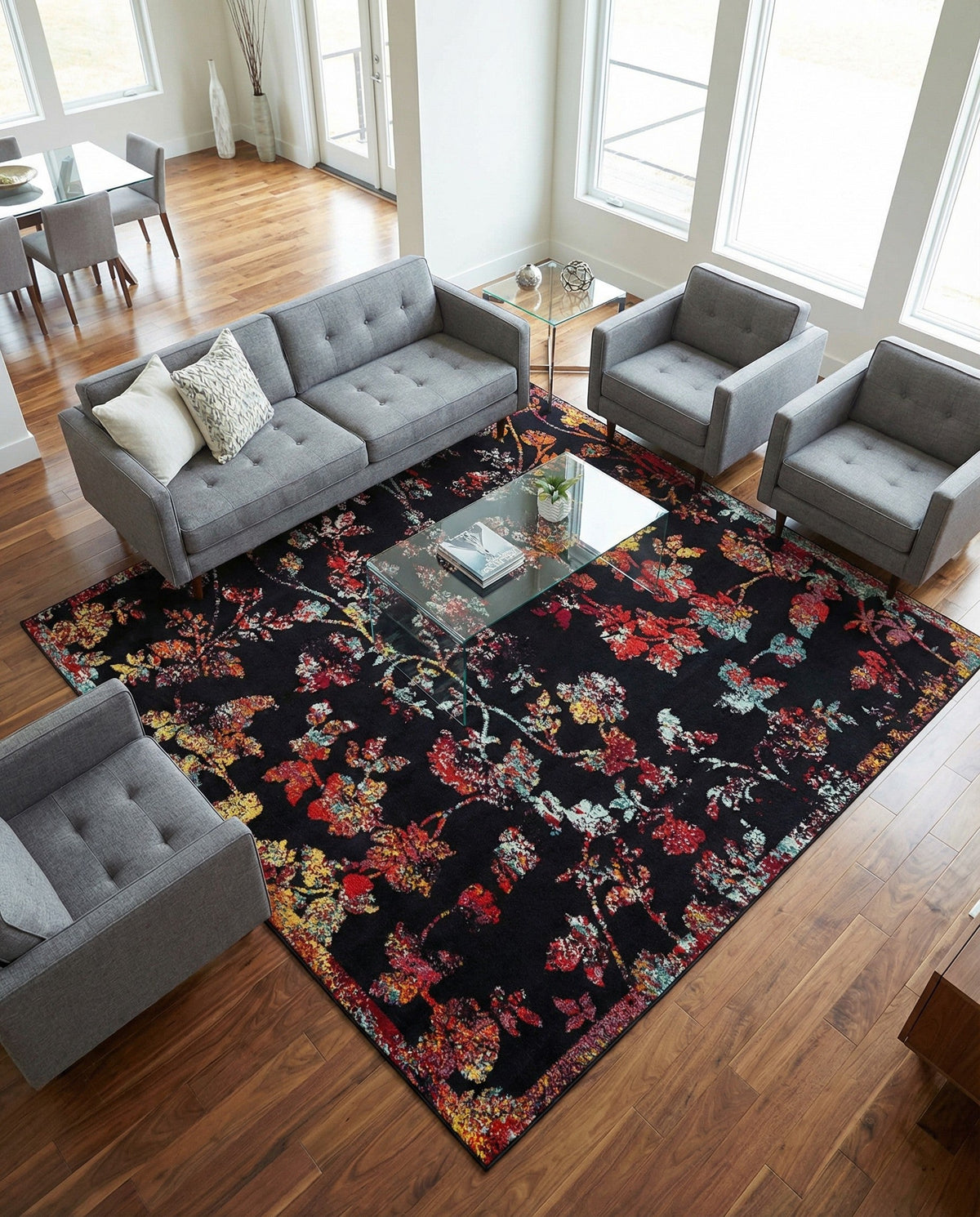 Brighton Terrace Collection Area Rug -  Roedean Square Navy Blue  lifestyle 59