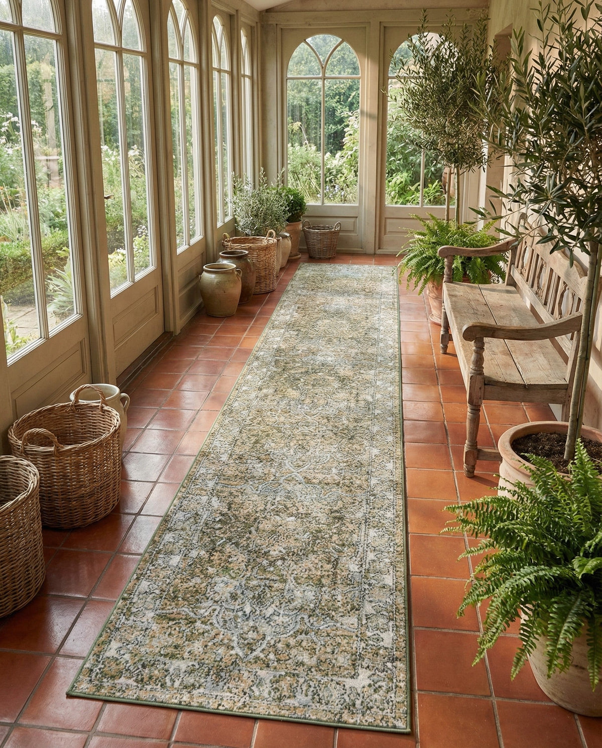 Savannah Soiree Collection Area Rug -  Everglade (Green) Runner Green  lifestyle 116