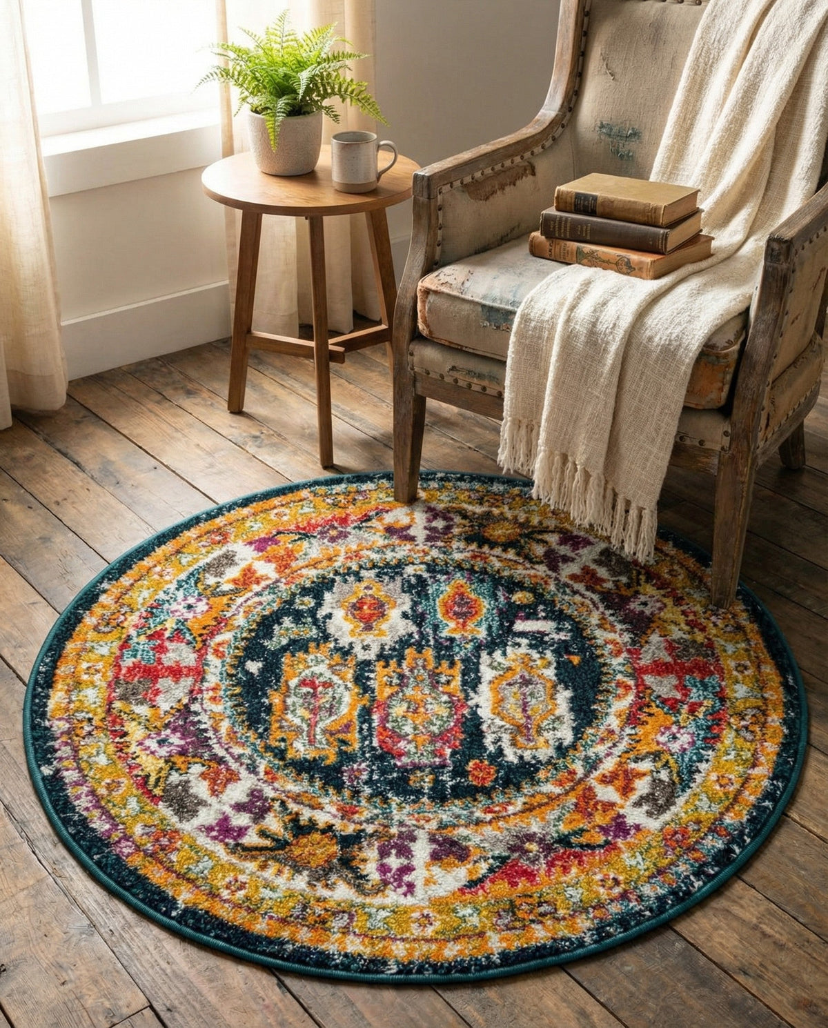 Brighton Terrace Collection Area Rug -  Portslade Round Navy Blue  lifestyle 122