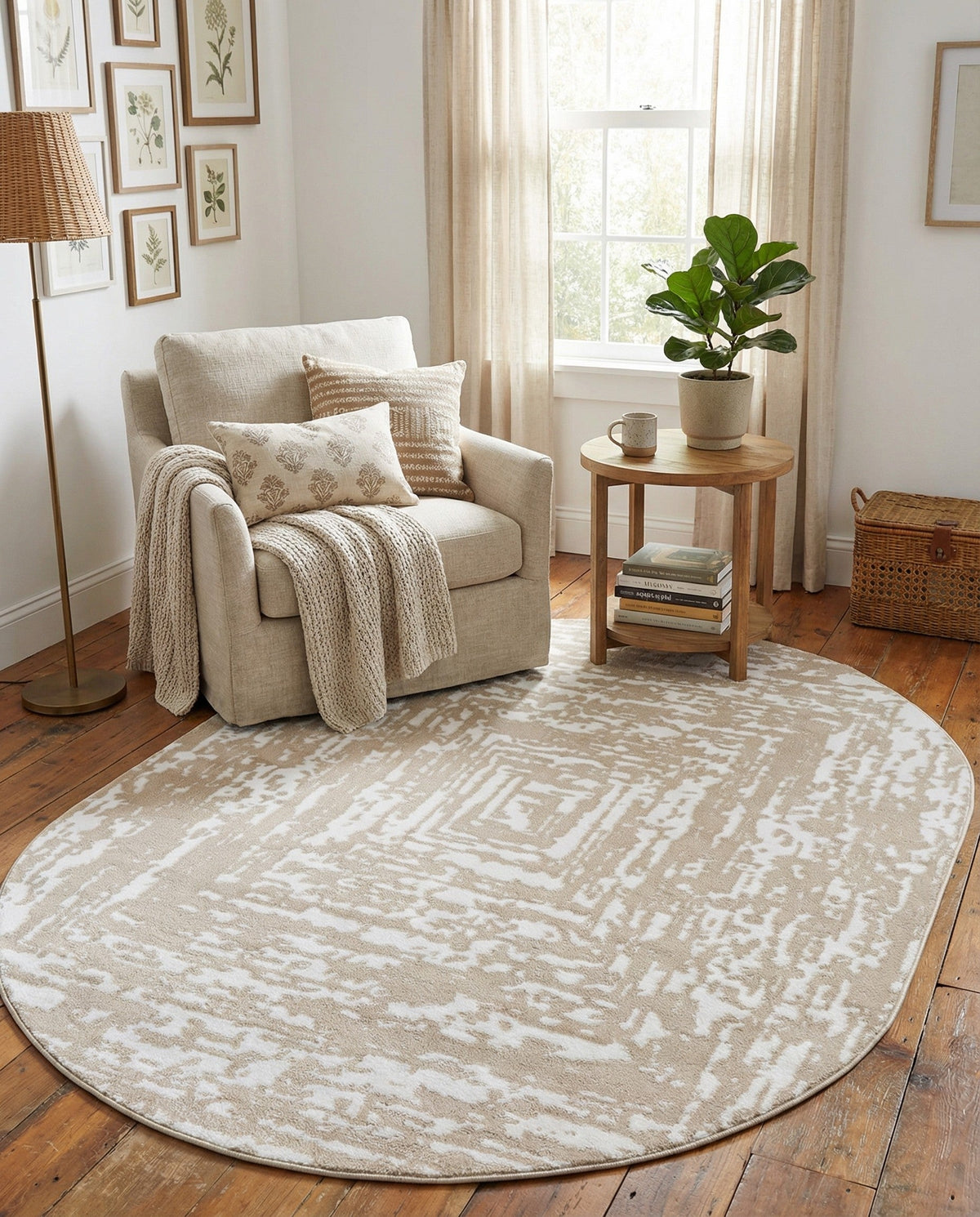 Sanctuary Retreat Collection Area Rug -  Asylum Oval White Bone  lifestyle 136