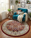 Persian Elegance Collection Area Rug -  Kerman (Burgundy) Round Burgundy  lifestyle 33