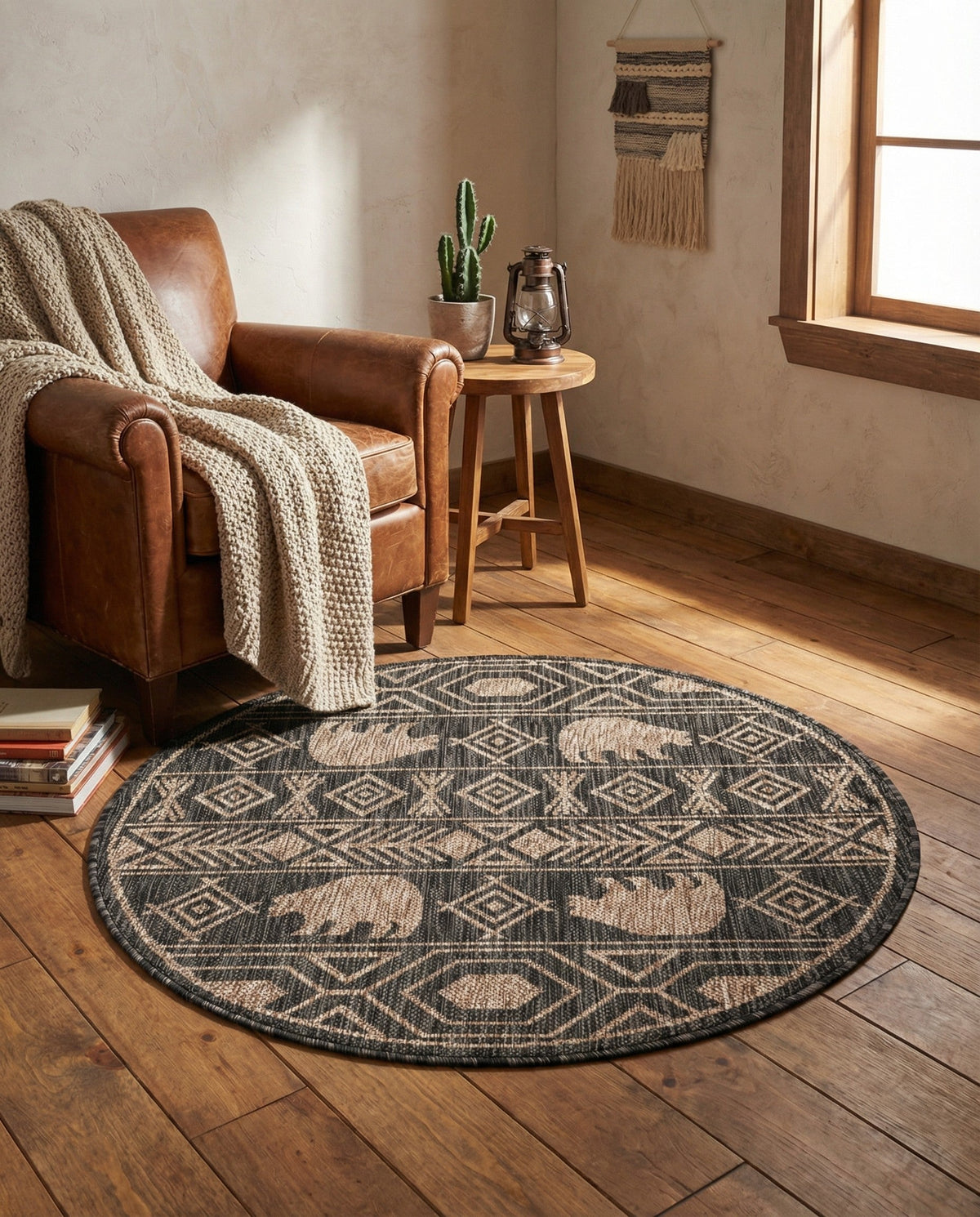 Mesa Oasis Rugs Collection Area Rug - Sundown Round Black  lifestyle 158