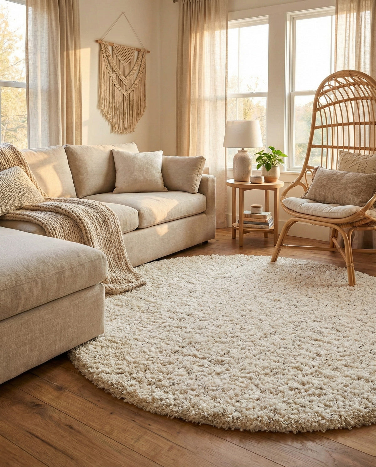 Plush Oasis Collection Area Rug - Serenity (Snow White) Round Snow White  lifestyle 130