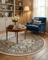 Persian Elegance Collection Area Rug -  Kerman (Ivory) Round Ivory  lifestyle 25