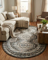 Savannah Elegance Collection Area Rug -  Tybee (Gray) Oval Gray  lifestyle 34