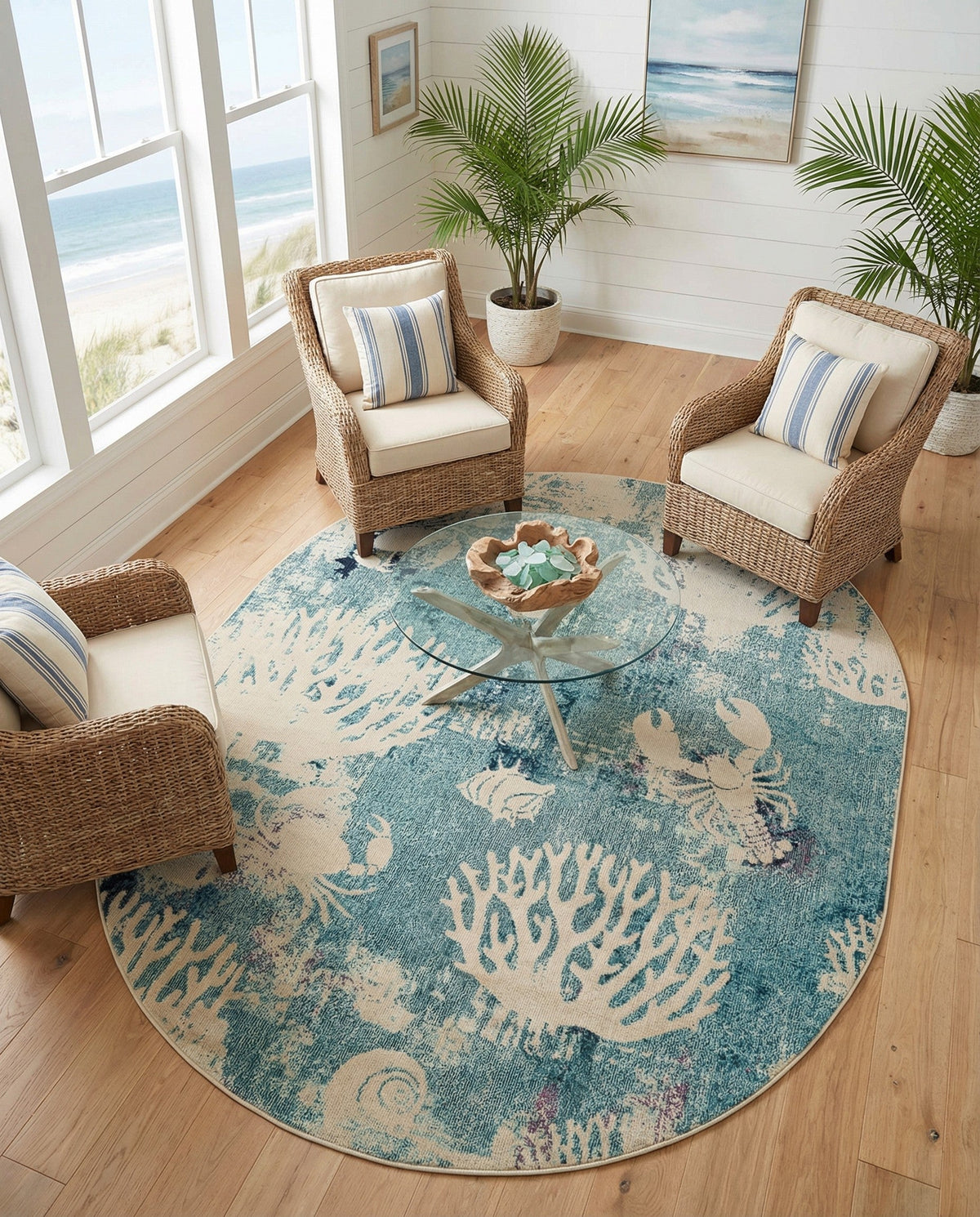 Sorrento Shores Collection Area Rug -  Vico Oval Light Blue  lifestyle 129