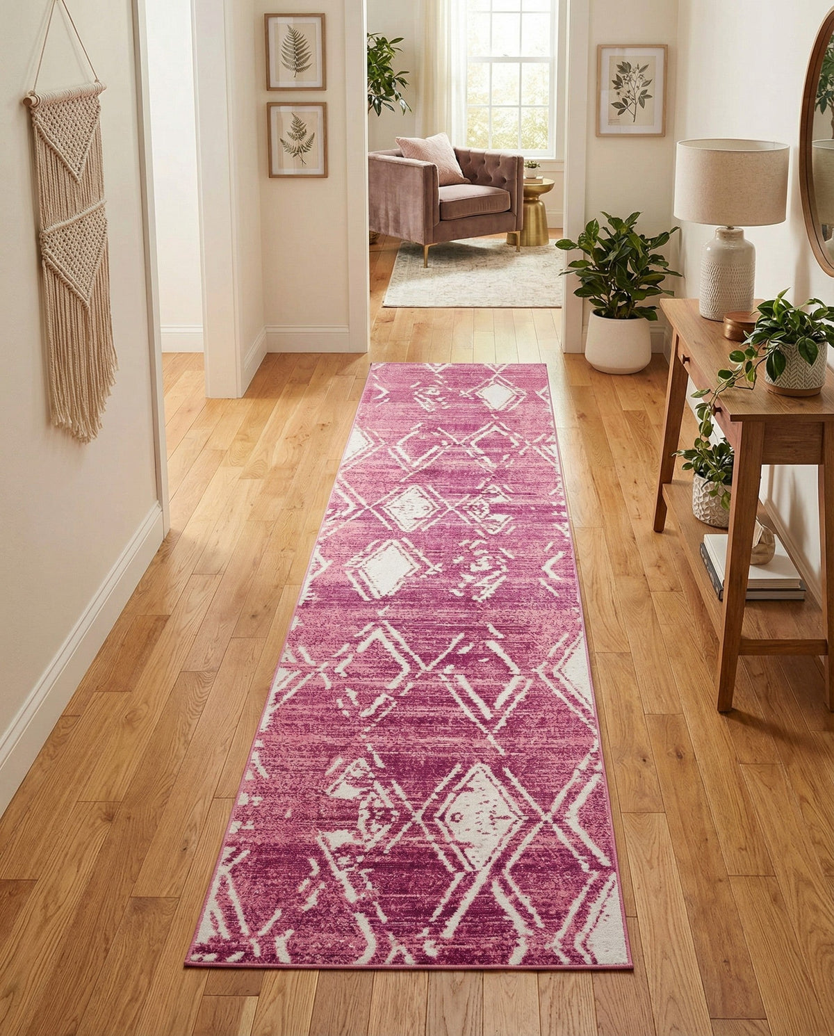 Metro Heights Collection Area Rug -  Madison Runner Pink  lifestyle 152