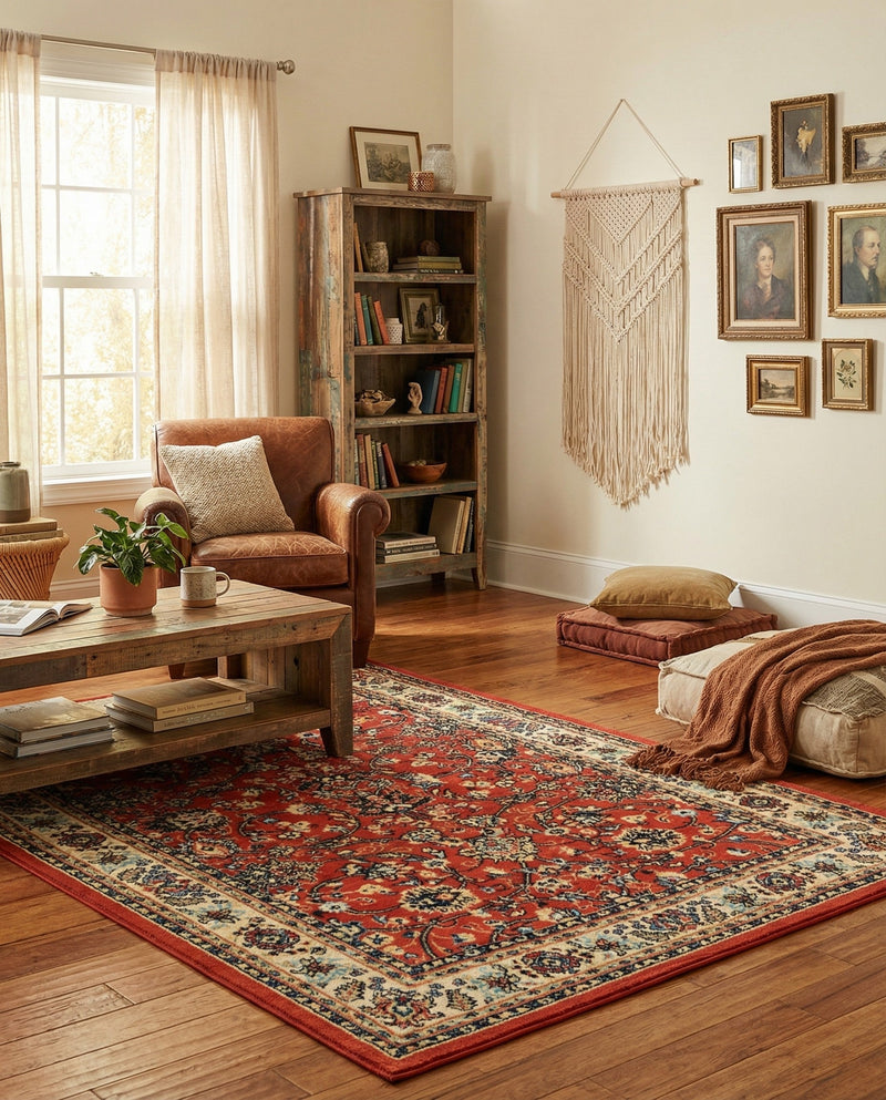 Isfahan Elegance Collection Area Rug - Naghsh-e Jahan (Terracotta) Rectangle Terracotta  lifestyle 26