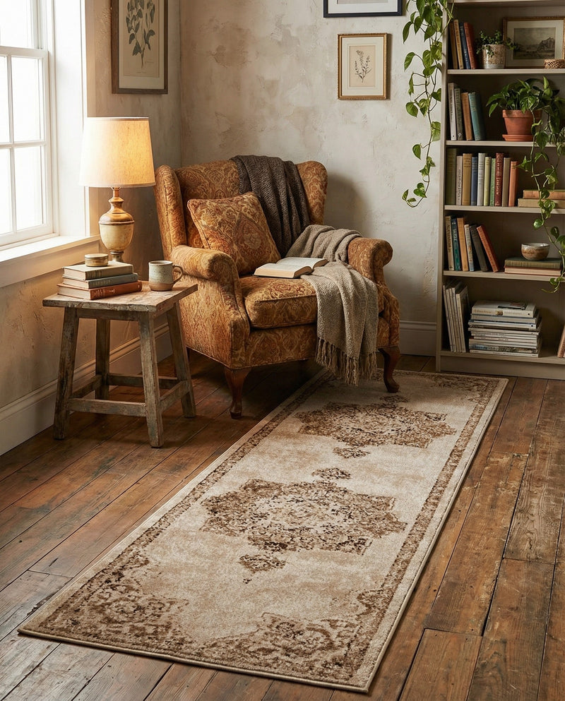 Eden Oasis Collection Area Rug -  Tranquility (Beige) Runner Beige  lifestyle 51