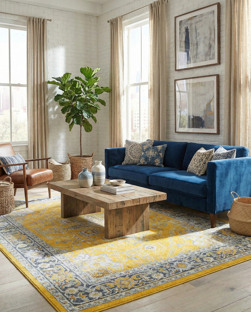 Caribbean Breeze Collection Area Rug -  Andros Rectangle Yellow  lifestyle 53