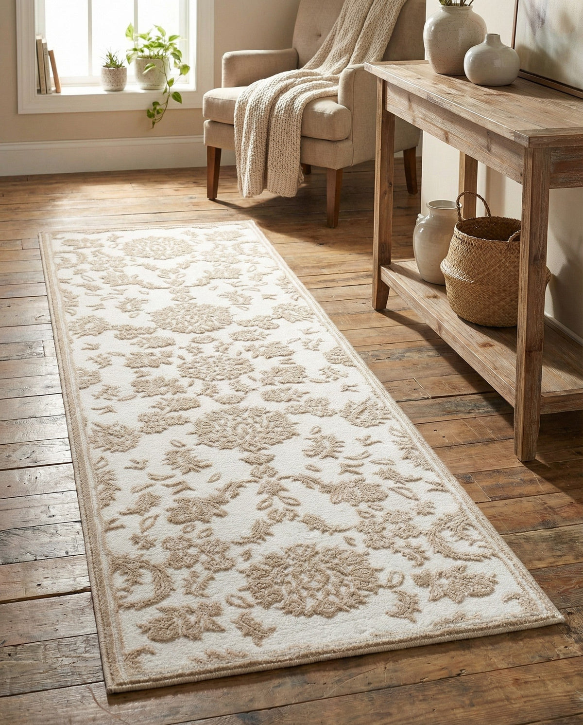 Andes Summit Collection Area Rug -  Chimborazo Runner White Brown  lifestyle 112