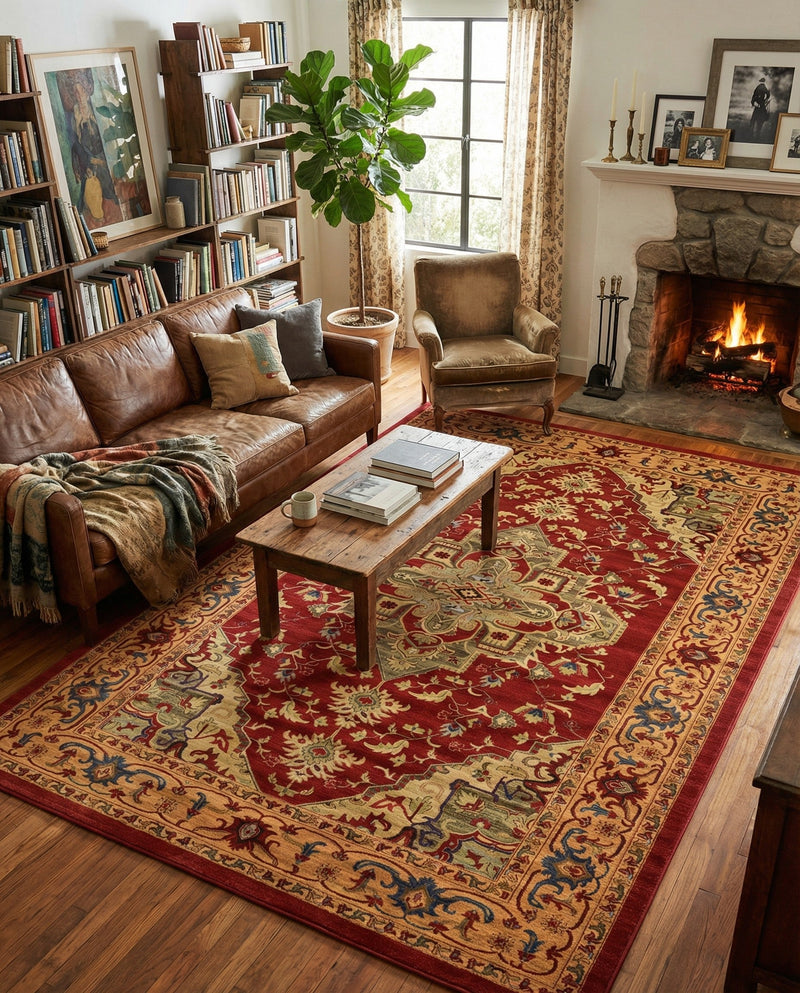 Persian Elegance Collection Area Rug -  Golestan Rectangle Red  lifestyle 37