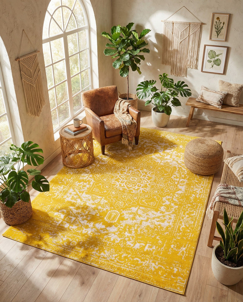 Georgetown Rugs Collection Area Rug - Dupont (Yellow) Rectangle Yellow  lifestyle 13