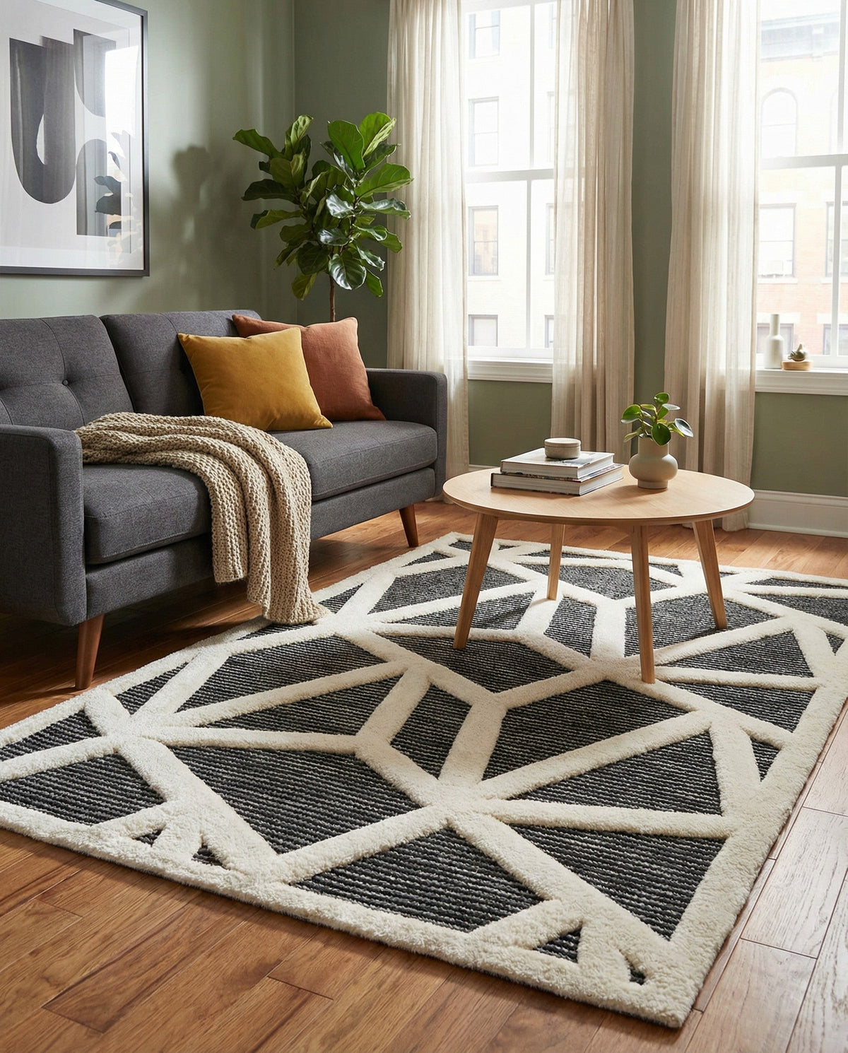 Monochrome Collection Area Rug -  Onyx Rectangle Gray  lifestyle 22