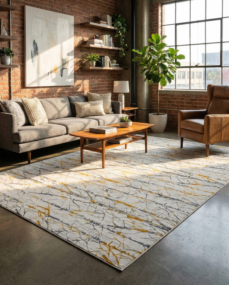 Bloomsbury Elegance Collection Area Rug -  Soho Rectangle Yellow and Gray  lifestyle 39