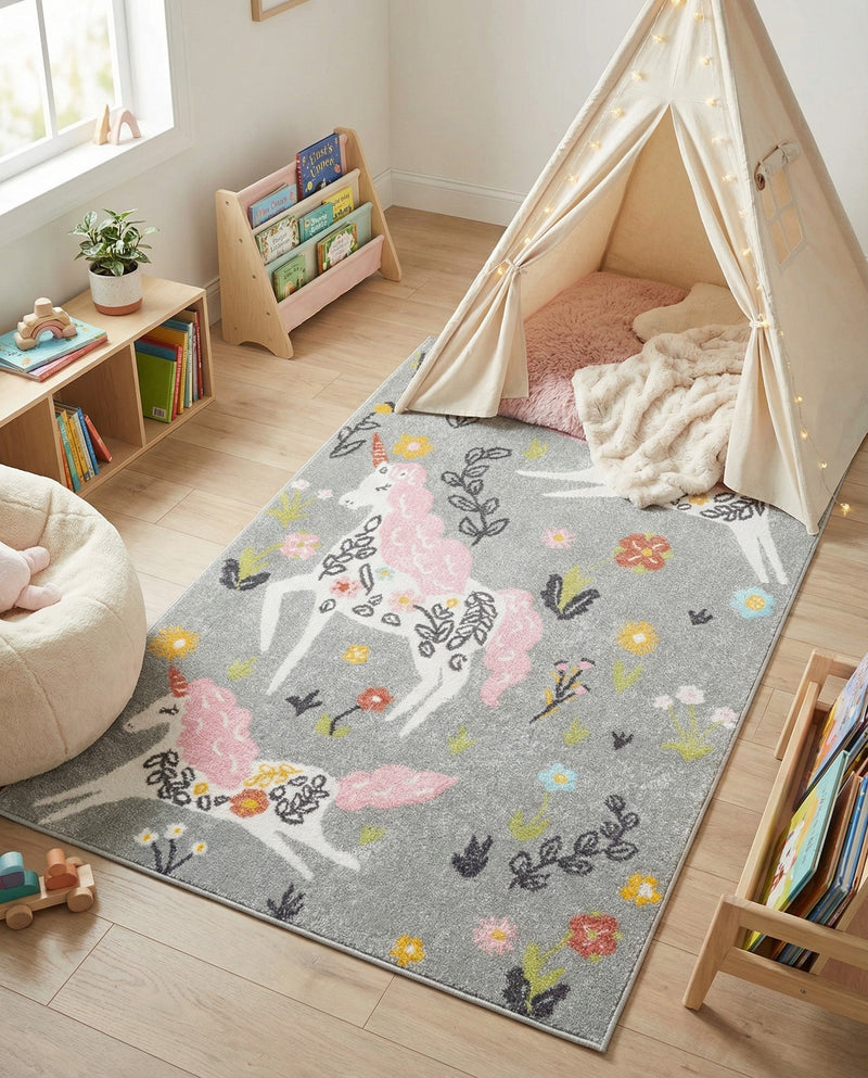 Wonder Tykes Collection Area Rug -  Hued Rectangle Gray  lifestyle 6