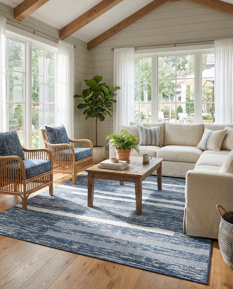 Cathedral Elegance Collection Area Rug - Chapel Rectangle Navy Blue  lifestyle 51