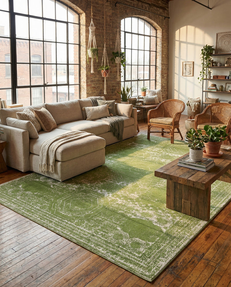 Dover Terrace Collection Area Rug -  Lagoon (Green) Rectangle Green  lifestyle 4