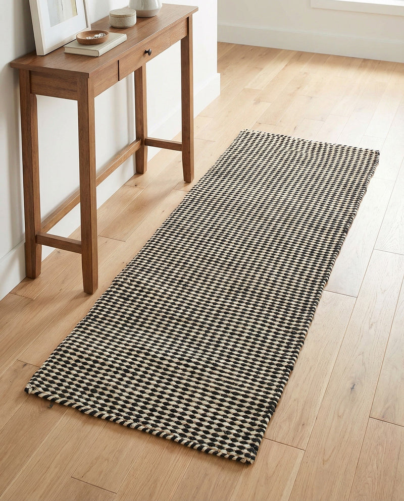 Sequoia Handwoven Jute Collection Area Rug - Aspen Runner Black and White  lifestyle 30