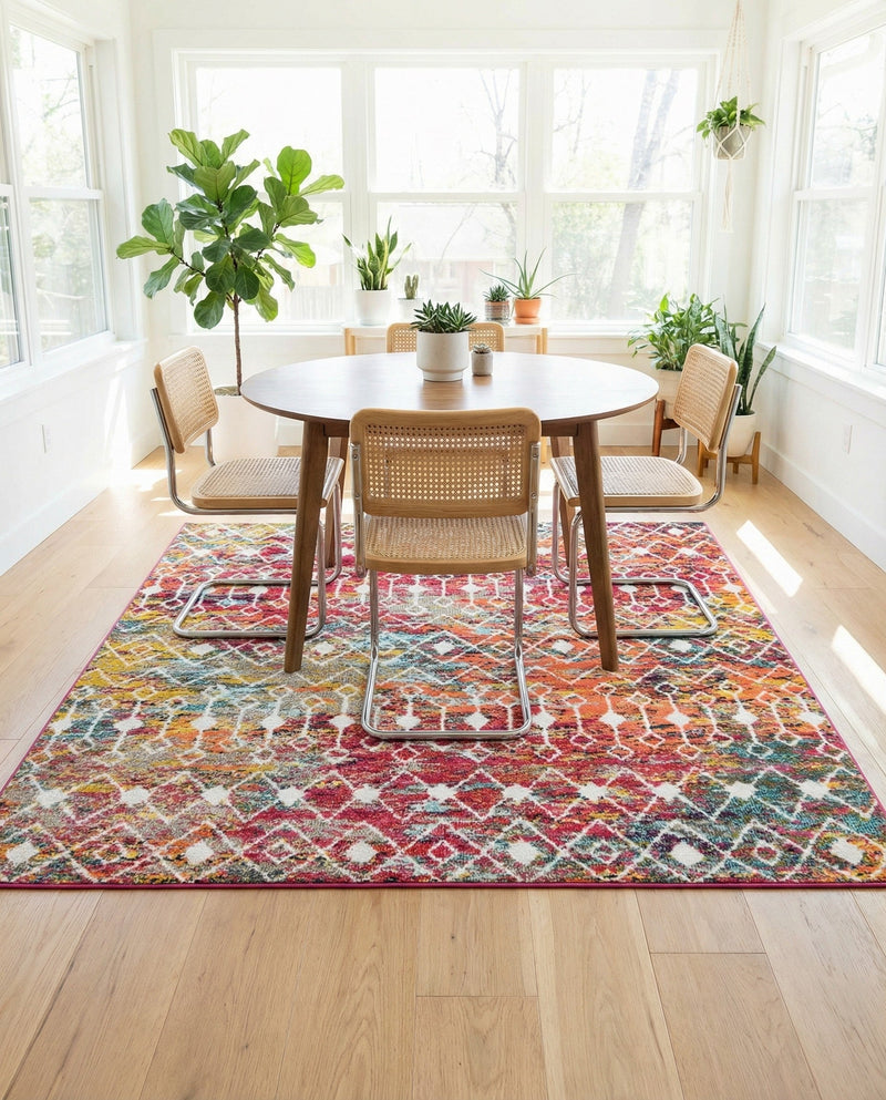 Mediterranean Lattice Collection Area Rug - Santorini (Multi) Square Multi  lifestyle 85