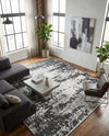 Urban Terrace Collection Area Rug -  Midtown Square Black and White  lifestyle 48