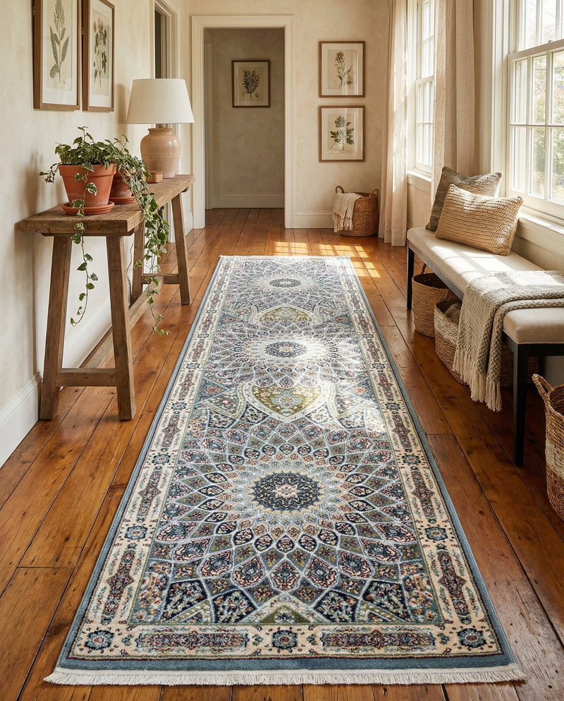 Persian Elegance Collection Area Rug -  Hamedan (Blue) Runner Blue  lifestyle 65