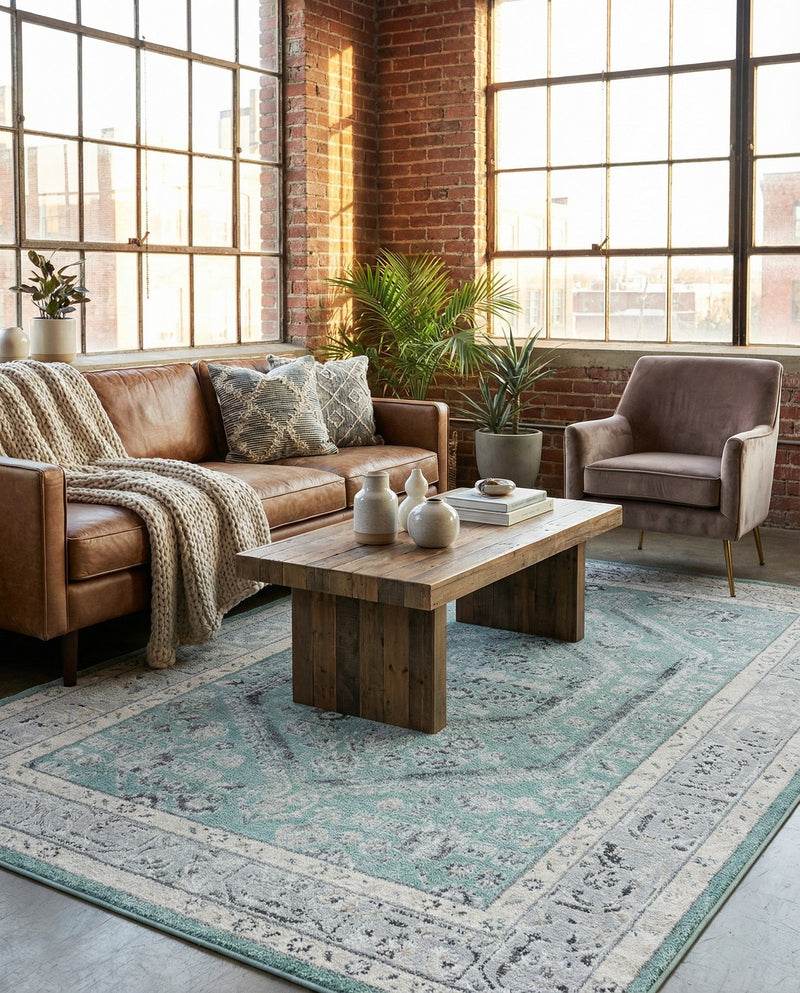 Adriana Terrace Collection Area Rug - Capri (Aqua) Rectangle Aqua  lifestyle 16