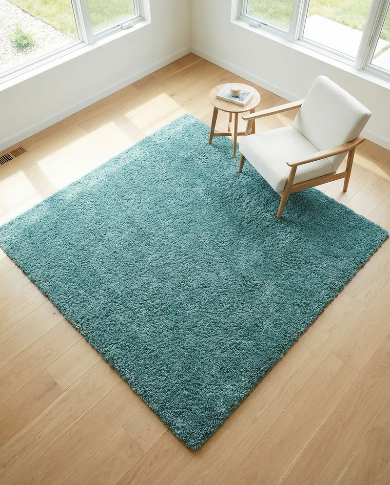 Cozy Comfort Shag Collection Area Rug - Haven (Turquoise) Square Turquoise  lifestyle 45