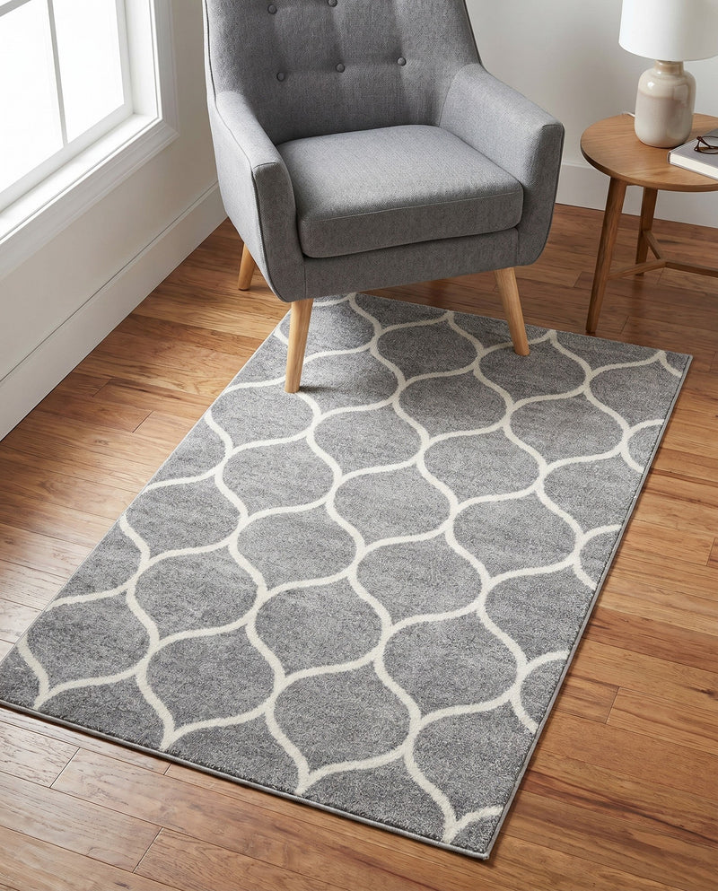 Trellis Mosaic Collection Area Rug -  Pergolatown (Light Gray) Rectangle Light Gray  lifestyle 16