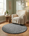 Cozy Comfort Shag Collection Area Rug - Haven (Pebble Gray) Round Pebble Gray  lifestyle 59
