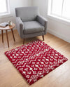 Berber Lattice Shag Collection Area Rug - Atlas (Burgundy Red) Square Burgundy Red  lifestyle 68