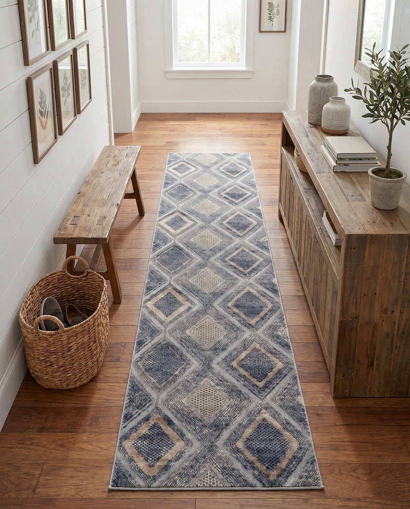 Aegean Elegance Collection Area Rug -  Rhodes Runner Gray Cream  lifestyle 53