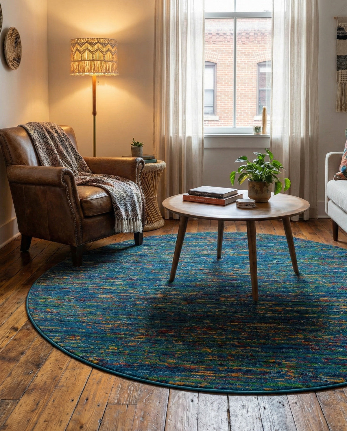 Caribbean Cove Collection Area Rug -  Lucia Round Navy Blue  lifestyle 139