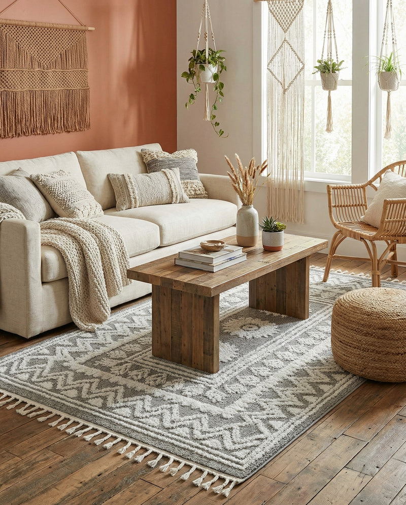 Sahara Chic Collection Area Rug -  Tangier Rectangle Gray  lifestyle 23