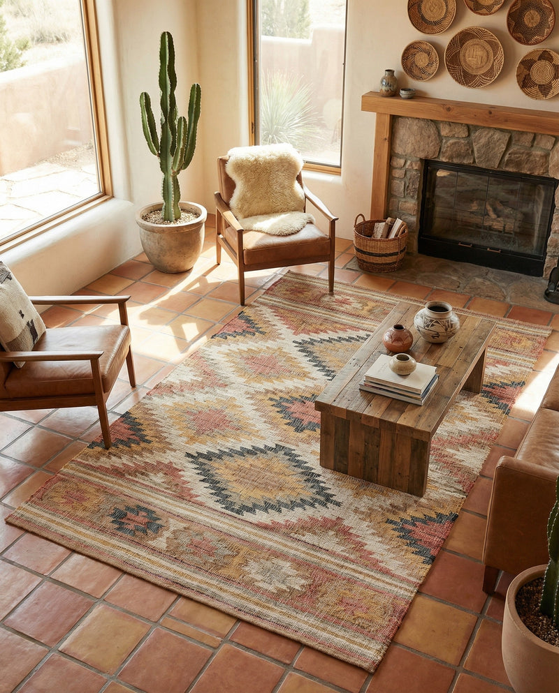 Desert Weave Jute Collection Area Rug - Sahara Rectangle Multi  lifestyle 12