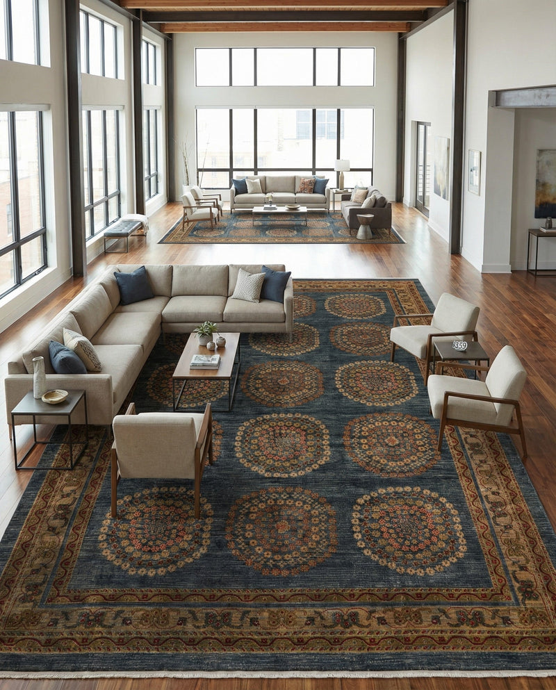 Zagros Oasis Collection Area Rug -  Gilan-e Gharb Rectangle Blue  lifestyle 9