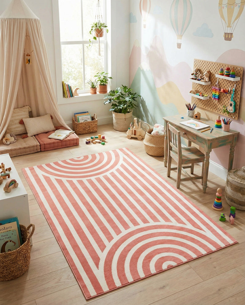 Wonder Tykes Collection Area Rug -  Joydale Rectangle Soft Coral Pink  lifestyle 16