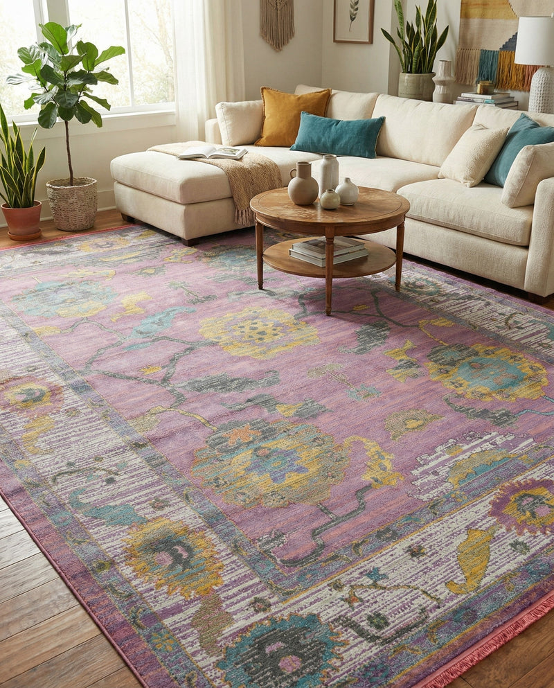 Arcadia Rugs Collection Area Rug - Eden (Pink) Rectangle Pink  lifestyle 16