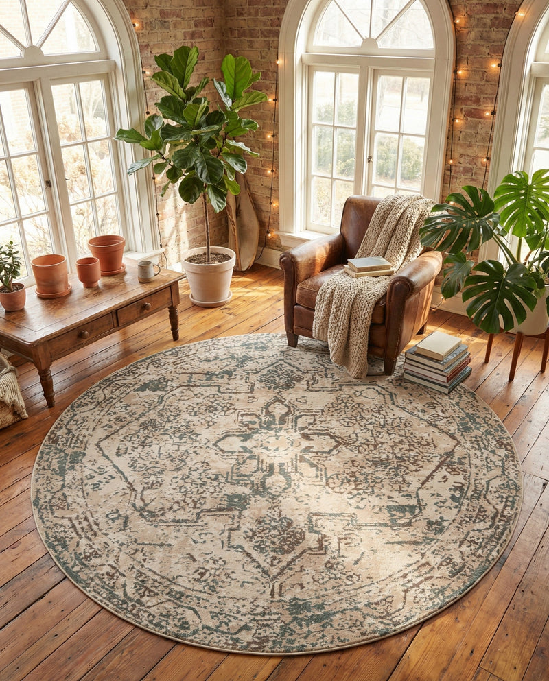 Gobi Sands Collection Area Rug -  Turpan Round Multi  lifestyle 82
